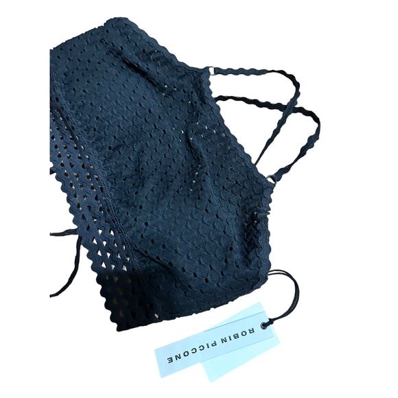 Robin Piccone Chira black‎ bikini top size Large NEW - Picture 2 of 5